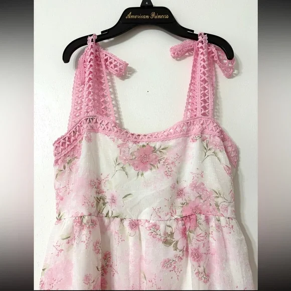 Floral Pink maternity Maxi Dress - Picture 4 of 7